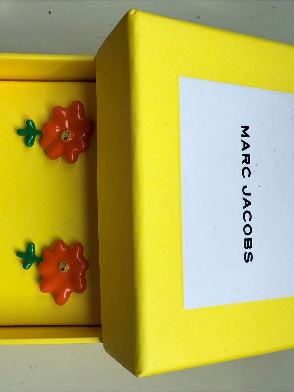 NWT Marc Jacobs Orange and Green Flower Stud Earrings